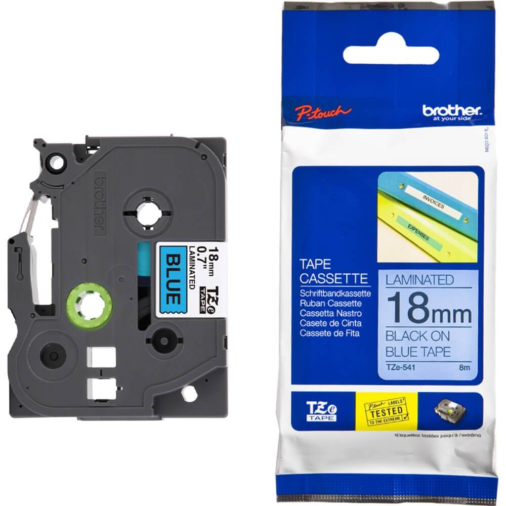 Fita Brother TZE-541 18mm Preto/Azul - Impressorajato